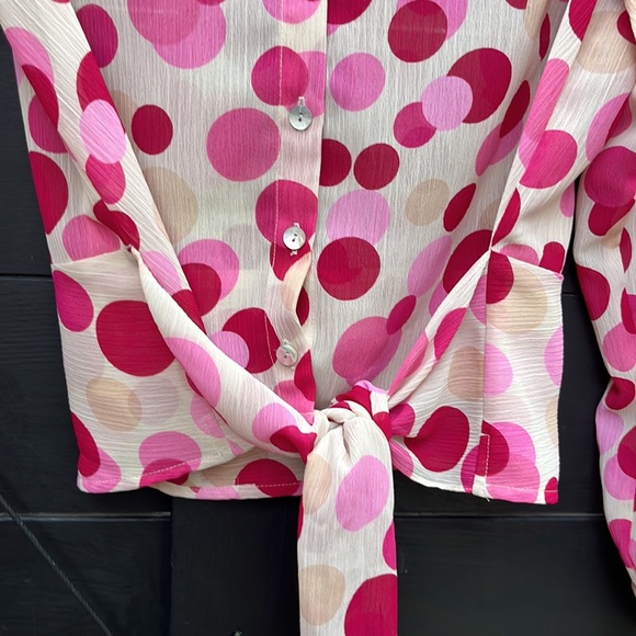 Isabela D. Polyester Waist Tie Polka Dot Blouse - Picture 4 of 9